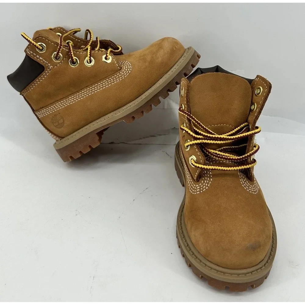 Timberland 12809 Tan Leather Combat Boots Kids Size 7M
